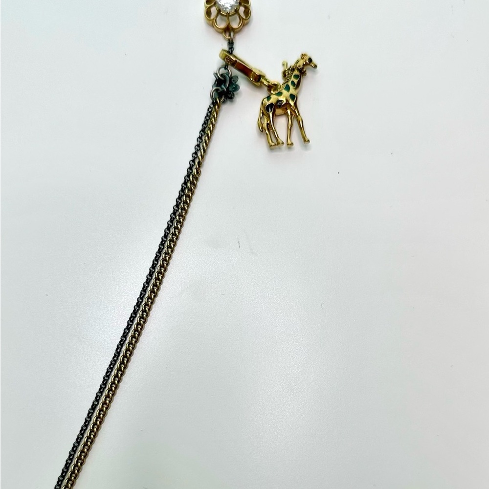 Juicy Couture Chunky Charm Silver Gold Black Tone Crystal Statement Necklace - Picture 9 of 16